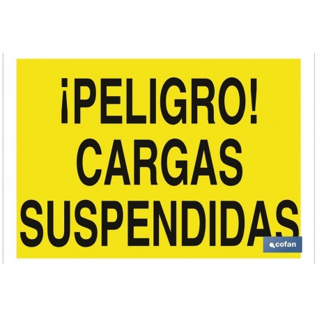 ▷ Cartel ¡Peligro! cargas suspendidas con texto | Ferreidea