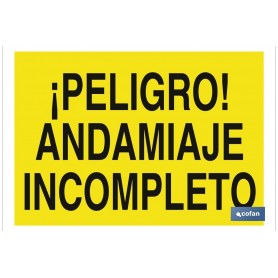 ▷ Cartel ¡Peligro! andamiaje incompleto | Ferreidea