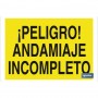 ▷ Cartel ¡Peligro! andamiaje incompleto | Ferreidea