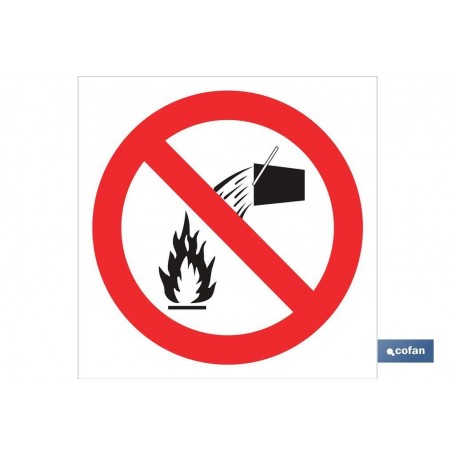 ▷ Cartel Prohibido apagar fuego con agua | Ferreidea