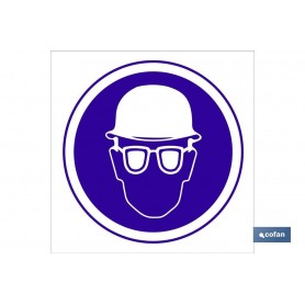 ▷ Cartel Obligatorio uso casco y gafas | Ferreidea