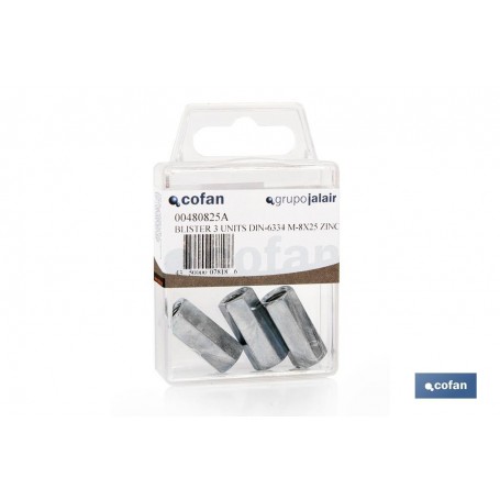 ▷ Manguitos Hexagonales. Unión Varillas Roscadas DIN 6334 Blíster Estándar | Ferreidea
