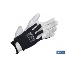 ▷ Guantes de Piel Flor Vacuno y Dorso Tela con Cierre Velcro | Ferreidea