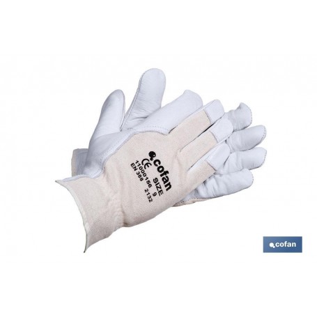 ▷ Guantes de Piel Flor Vacuno y Dorso Tela | Ferreidea