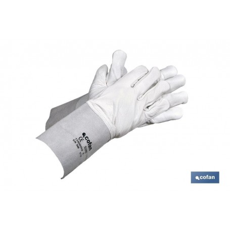 ▷ Guantes de Piel Flor Vacuno con Manguitos 13 cm | Ferreidea