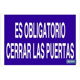 ▷ Cartel Es obligatorio cerrar las puertas | Ferreidea