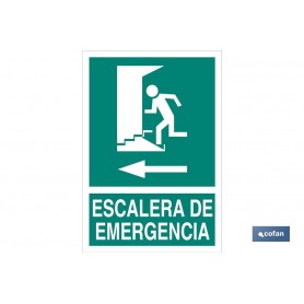 ▷ Señal Escalera de Emergencia Izquierda Texto Luminiscente | Ferreidea