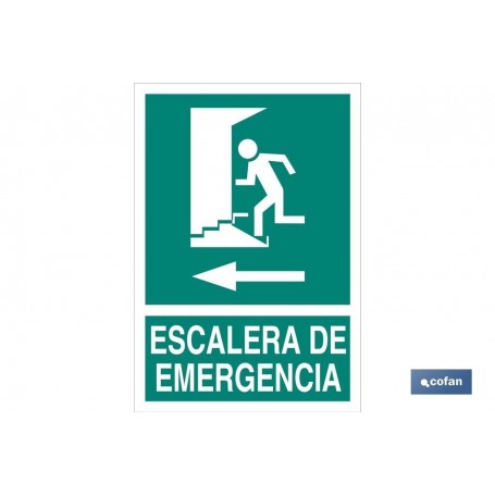 ▷ Señal Escalera de Emergencia Izquierda Texto Luminiscente | Ferreidea