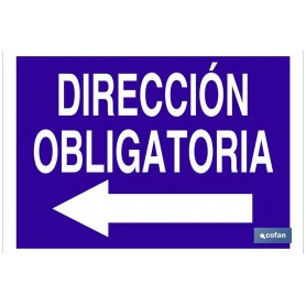 ▷ Cartel Dirección obligatoria Izquierda con Texto | Ferreidea