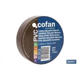 Cinta Aislante Marrón de PVC 20m x 19mm Cofan