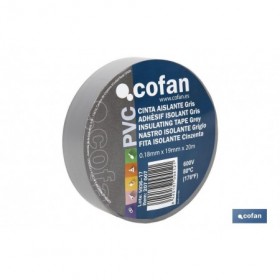 Cinta Aislante Gris de PVC 20m x 19mm Cofan