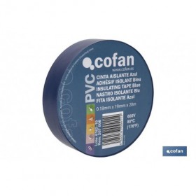 Cinta Aislante Azul de PVC 20m x 19mm Cofan