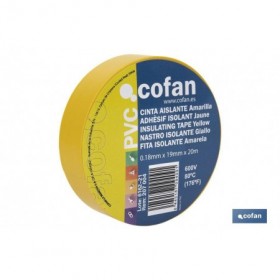 Cinta Aislante Amarilla de PVC 20m x 19mm Cofan