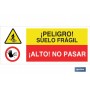 ▷ Cartel ATENCIÓN PELIGRO SUELO FRAGIL - ALTO NO PASAR | Ferreidea