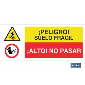 ▷ Cartel ATENCIÓN PELIGRO SUELO FRAGIL - ALTO NO PASAR | Ferreidea