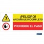 ▷ Cartel ATENCIÓN PELIGRO ANDAMIAJE INCOMPLETO - PROHIBIDO EL PASO | Ferreidea