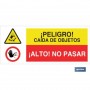 ▷ Cartel ATENCIÓN CAIDA DE OBJETOS - ALTO NO PASAR | Ferreidea