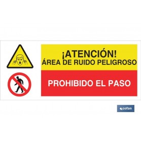 ▷ Cartel ATENCIÓN RUIDO PELIGROSO - PROHIBIDO EL PASO | Ferreidea