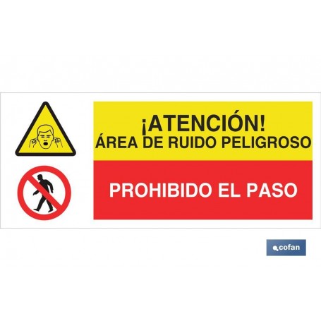 ▷ Cartel ATENCIÓN RUIDO PELIGROSO - PROHIBIDO EL PASO | Ferreidea