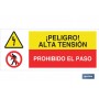 ▷ Cartel ATENCIÓN PELIGRO ALTA TENSIÓN - PROHIBIDO EL PASO | Ferreidea
