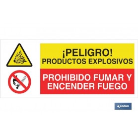 ▷ Cartel ATENCIÓN PELIGRO PRODUCTOS EXPLOSIVOS - PROHIBIDO FUMAR Y ENCENDER FUEGO | Ferreidea