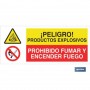 ▷ Cartel ATENCIÓN PELIGRO PRODUCTOS EXPLOSIVOS - PROHIBIDO FUMAR Y ENCENDER FUEGO | Ferreidea