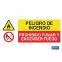 ▷ Cartel PELIGRO DE INCENDIO - PROHIBIDO FUMAR Y ENCENDER FUEGO | Ferreidea