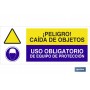 ▷ Cartel PELIGRO CAIDA DE OBJETOS - USO OBLIGATORIO DE EQUIPO DE PROTECCIÓN | Ferreidea