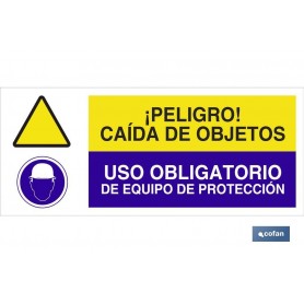 ▷ Cartel PELIGRO CAIDA DE OBJETOS - USO OBLIGATORIO DE EQUIPO DE PROTECCIÓN | Ferreidea