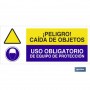 ▷ Cartel PELIGRO CAIDA DE OBJETOS - USO OBLIGATORIO DE EQUIPO DE PROTECCIÓN | Ferreidea