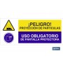 ▷ Cartel PELIGRO PROYECCIÓN DE PARTÍCULAS - USO OBLIGATORIO DE PANTALLA PROTECTORA | Ferreidea
