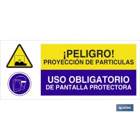 ▷ Cartel PELIGRO PROYECCIÓN DE PARTÍCULAS - USO OBLIGATORIO DE PANTALLA PROTECTORA | Ferreidea