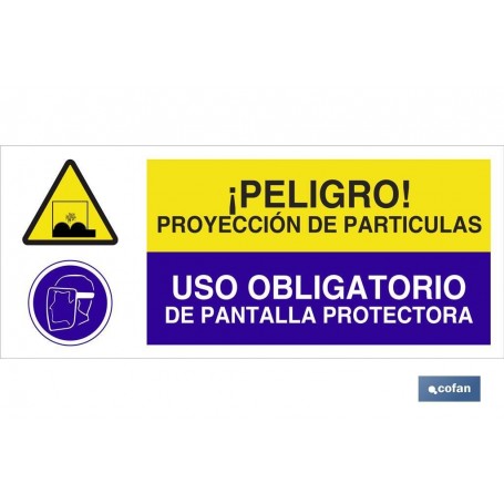 ▷ Cartel PELIGRO PROYECCIÓN DE PARTÍCULAS - USO OBLIGATORIO DE PANTALLA PROTECTORA | Ferreidea