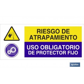 ▷ Cartel RIESGO DE ATRAPAMIENTO - USO OBLIGATORIO DE PROTECTOR AJUSTABLE | Ferreidea