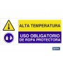 ▷ Cartel ALTA TEMPERATURA - USO OBLIGATORIO DE ROPA PROTECTORA | Ferreidea