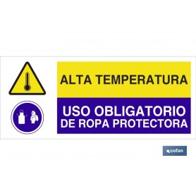 ▷ Cartel ALTA TEMPERATURA - USO OBLIGATORIO DE ROPA PROTECTORA | Ferreidea
