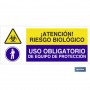 ▷ Cartel ATENCIÓN RIESGO BIOLÓGICO - USO OBLIGATORIO DE EQUIPO DE PROTECCIÓN | Ferreidea