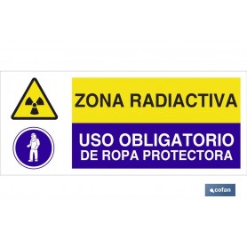 ▷ Cartel ZONA RADIACTIVA - USO OBLIGATORIO DE ROPA PROTECTORA | Ferreidea