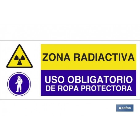 ▷ Cartel ZONA RADIACTIVA - USO OBLIGATORIO DE ROPA PROTECTORA | Ferreidea
