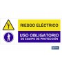 ▷ Cartel RIESGO ELÉCTRICO - USO OBLIGATORIO DE EQUIPO DE PROTECCIÓN | Ferreidea