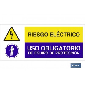 ▷ Cartel RIESGO ELÉCTRICO - USO OBLIGATORIO DE EQUIPO DE PROTECCIÓN | Ferreidea