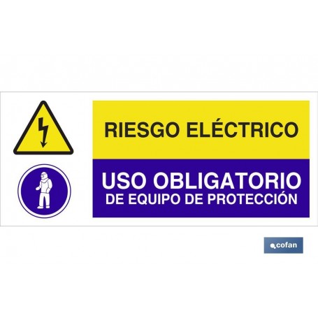 ▷ Cartel RIESGO ELÉCTRICO - USO OBLIGATORIO DE EQUIPO DE PROTECCIÓN | Ferreidea