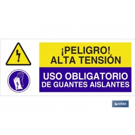 ▷ Cartel PELIGRO ALTA TENSIÓN - USO OBLIGATORIO DE GUANTES AISLANTES | Ferreidea