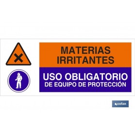 ▷ Cartel MATERIAS IRRITANTES - USO OBLIGATORIO DE EQUIPOS DE PROTECCIÓN | Ferreidea