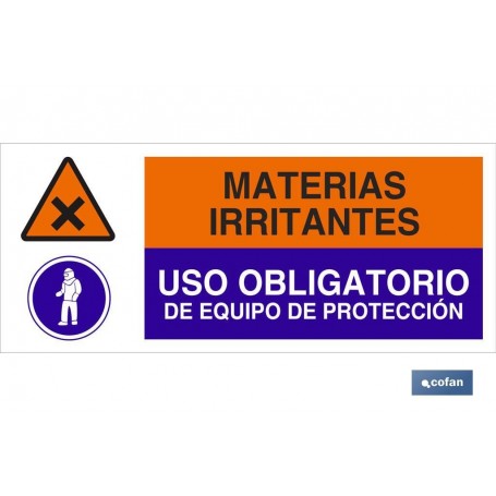 ▷ Cartel MATERIAS IRRITANTES - USO OBLIGATORIO DE EQUIPOS DE PROTECCIÓN | Ferreidea