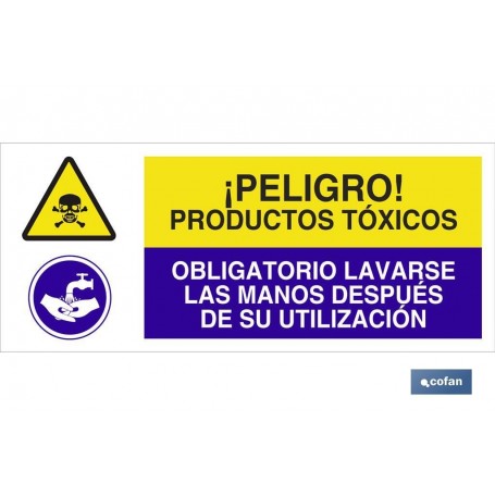 ▷ Cartel ATENCIÓN PELIGRO PRODUCTOS TÓXICOS - OBLIGATORIO LAVARSE LAS MANOS | Ferreidea