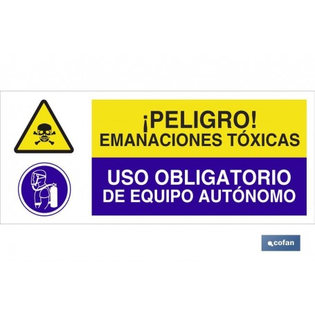 ▷ Cartel ATENCIÓN PELIGRO EMANACIONES TOXICAS - OBLIGATORIO EQUIPO AUTONOMO | Ferreidea