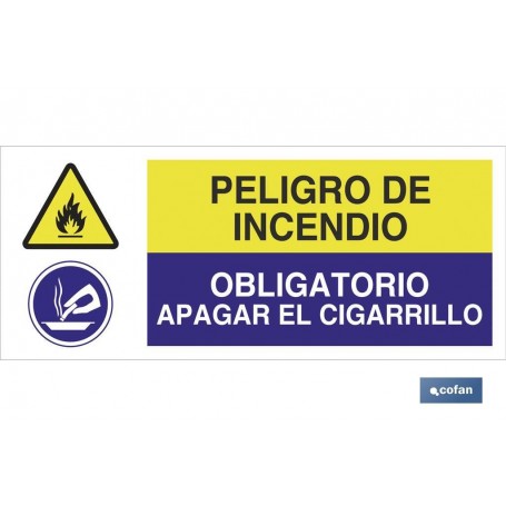 ▷ Cartel ATENCIÓN PELIGRO INCENDIO - APAGAR EL CIGARRILLO | Ferreidea