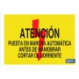 ▷ Cartel Atención puesta en marcha automática antes de maniobrar cortar la corriente | Ferreidea