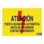 ▷ Cartel Atención puesta en marcha automática antes de maniobrar cortar la corriente | Ferreidea